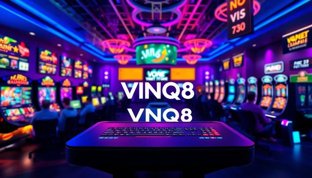 Engage with VNQ8 through a vibrant online gaming console showcasing sports betting and casino games.