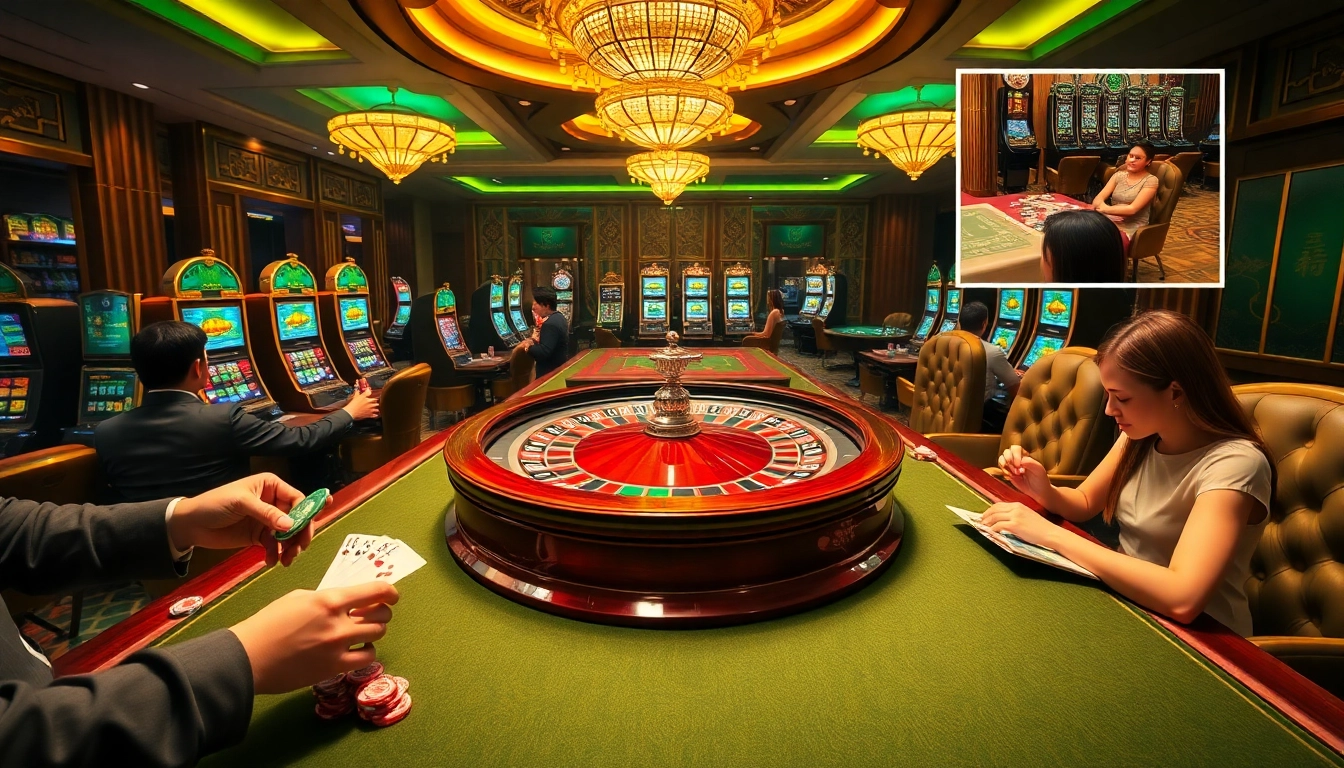Experience the vibrant casino atmosphere while enjoying a 호치민 마사지 near the roulette table, where players place bets.