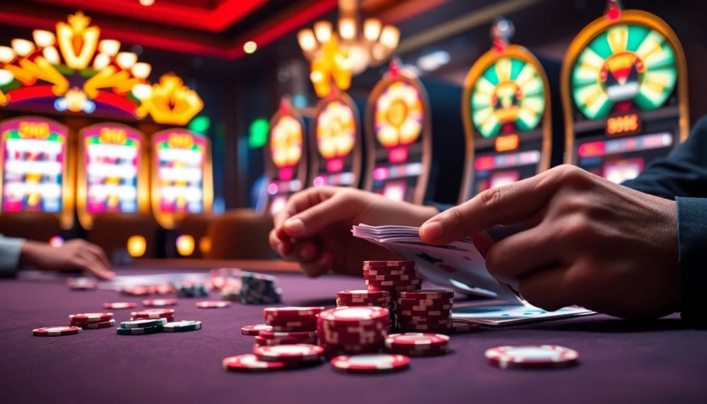 Players enjoy high-stakes poker at a casino table, embodying the thrill of SP666 gambling.