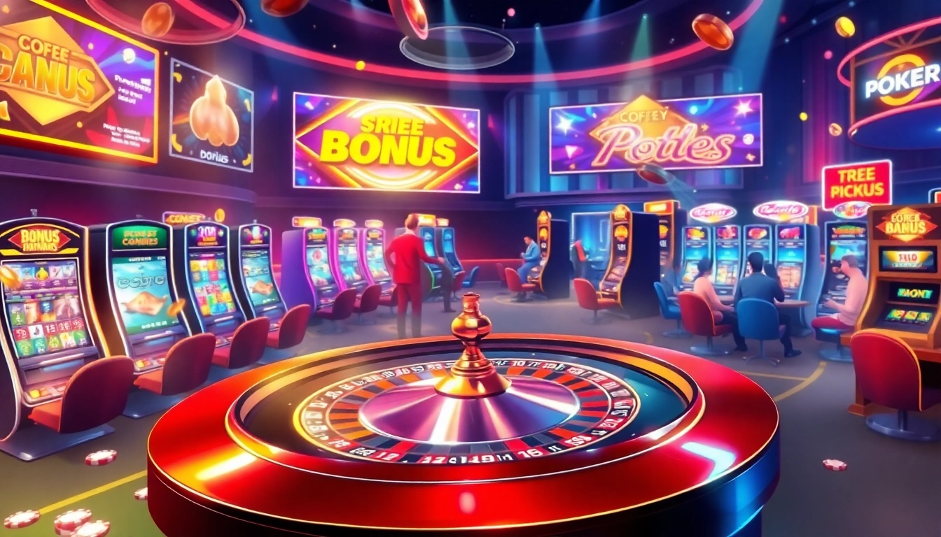 Experience the thrill of gambling at qq88 com featuring a lively online casino setup with roulette and slot machines.