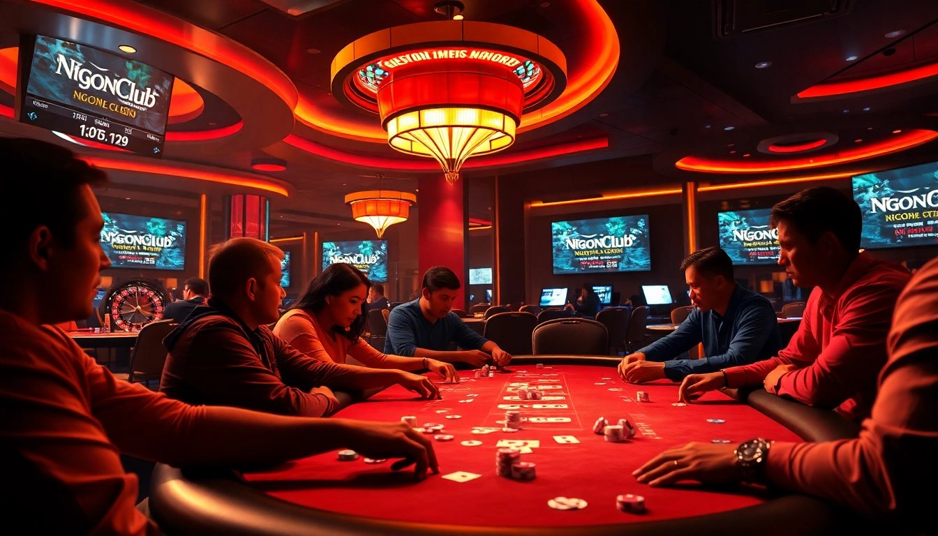 Experience the thrill of NgonClub at a high-stakes poker table, showcasing strategic gameplay and casino glamour.
