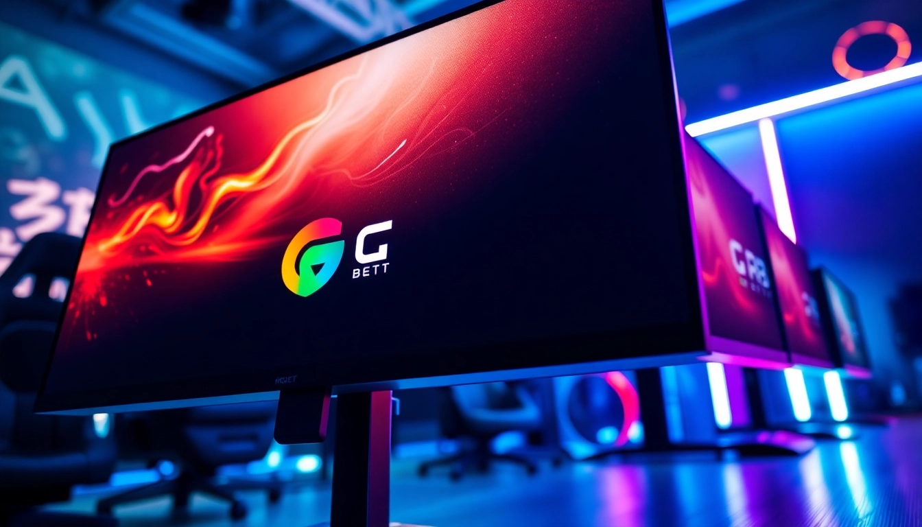 Engage with the RGBET logo in a vibrant gaming setup showcasing an exciting atmosphere.