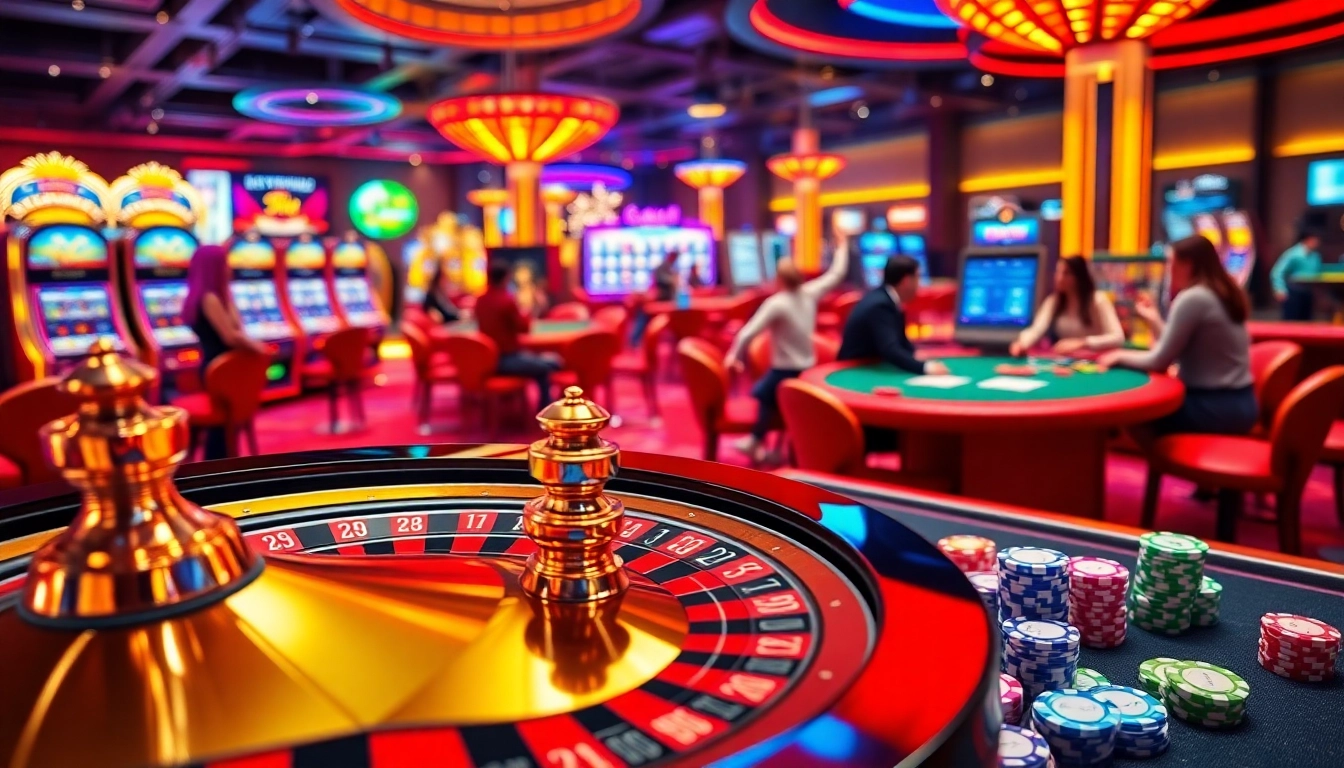 Experience thrilling wins at the casino with e28 promotions featuring vibrant tables of poker, roulette, and slots.