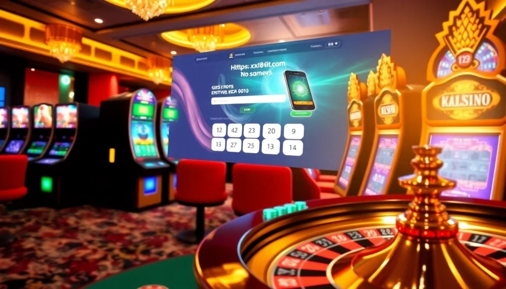 Exciting gaming scene at https://xin88it.com/ featuring slot machines and roulette for gamblers.